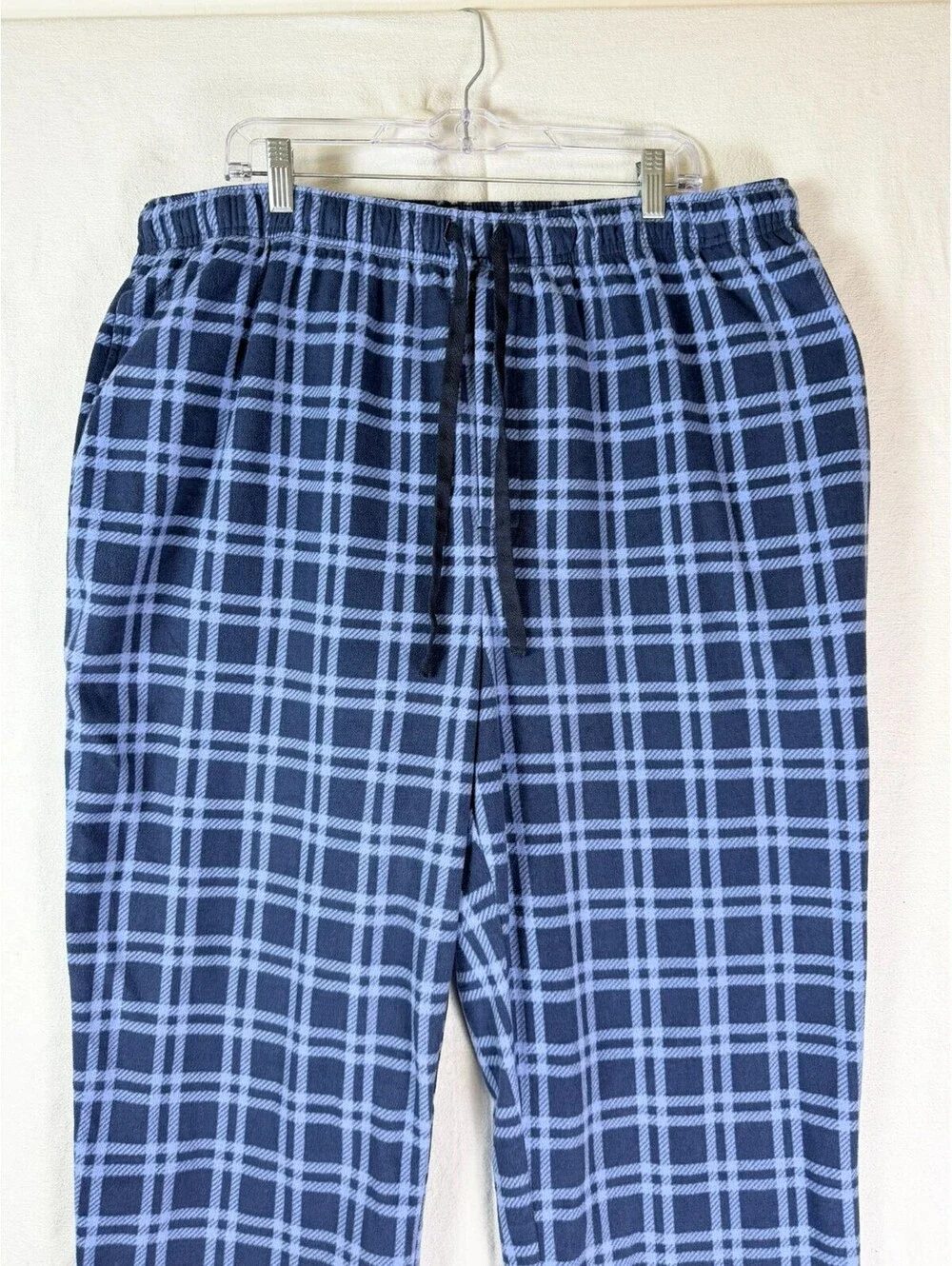 The Foundry Supply Co Mens Pajama Pants 2XLT Blue Plaid Fleece Sleep Bottoms